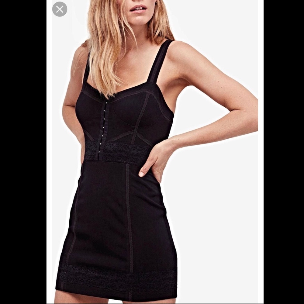 Free People Corset Lace Black Dress